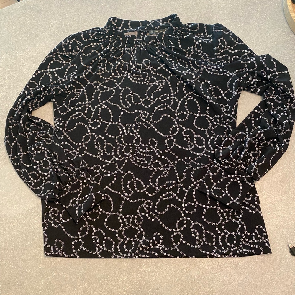 Adrianna Papell Black and White Floral Top